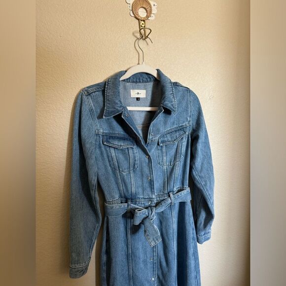 7 for all mankind denim lustre midi dress size small in valentine - Picture 4 of 11